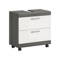 WASCHBECKENUNTERSCHRANK AUF ROLLEN Scout weiß hochglanz 60/34/60 cm - Grau, Holzwerkstoff (60/60/34cm) - Xonox