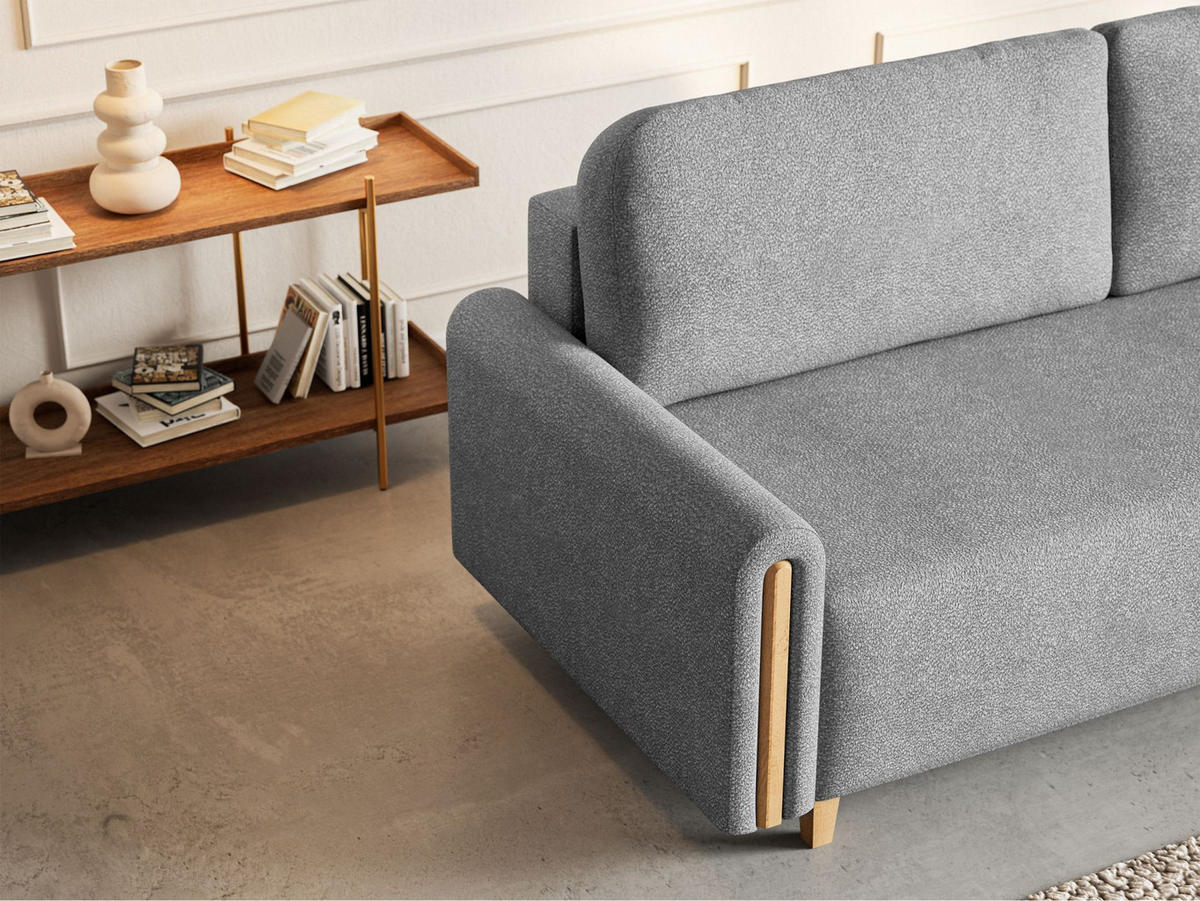 3-SITZER SCHLAFSOFA Majla Grau - Eichefarben/Grau, Holz/Textil (236/93/97cm) - Selsey