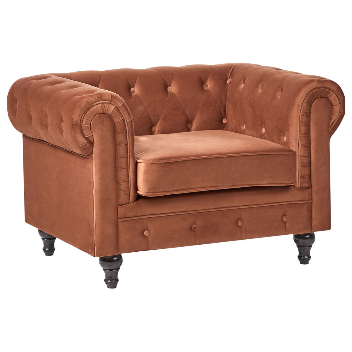 SOFA-SET 4-Sitzer Samtstoff Goldbraun Chesterfield - Goldfarben, Textil (201/70/75cm) - Beliani
