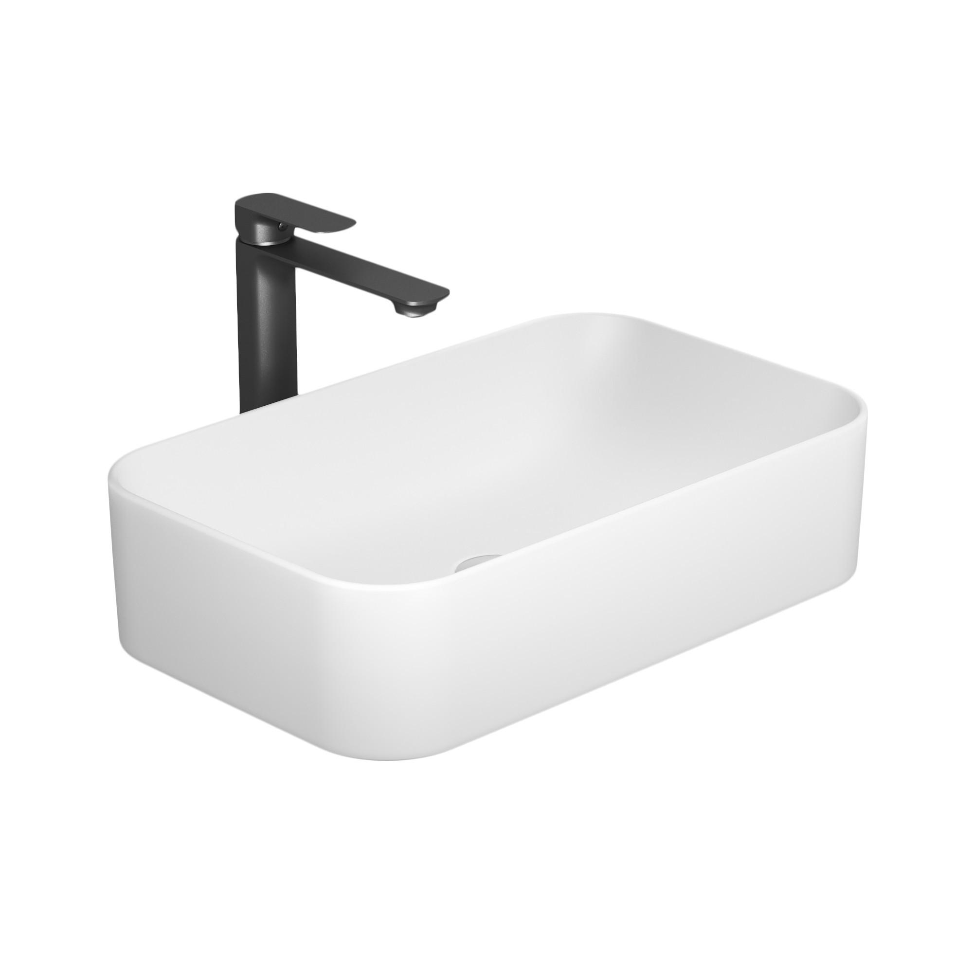 WASCHBECKEN Hochwertiges Keramik Weiß Matt 61 / 38 / 15 cm - Weiß, Keramik (38/15/61cm) - EMKE