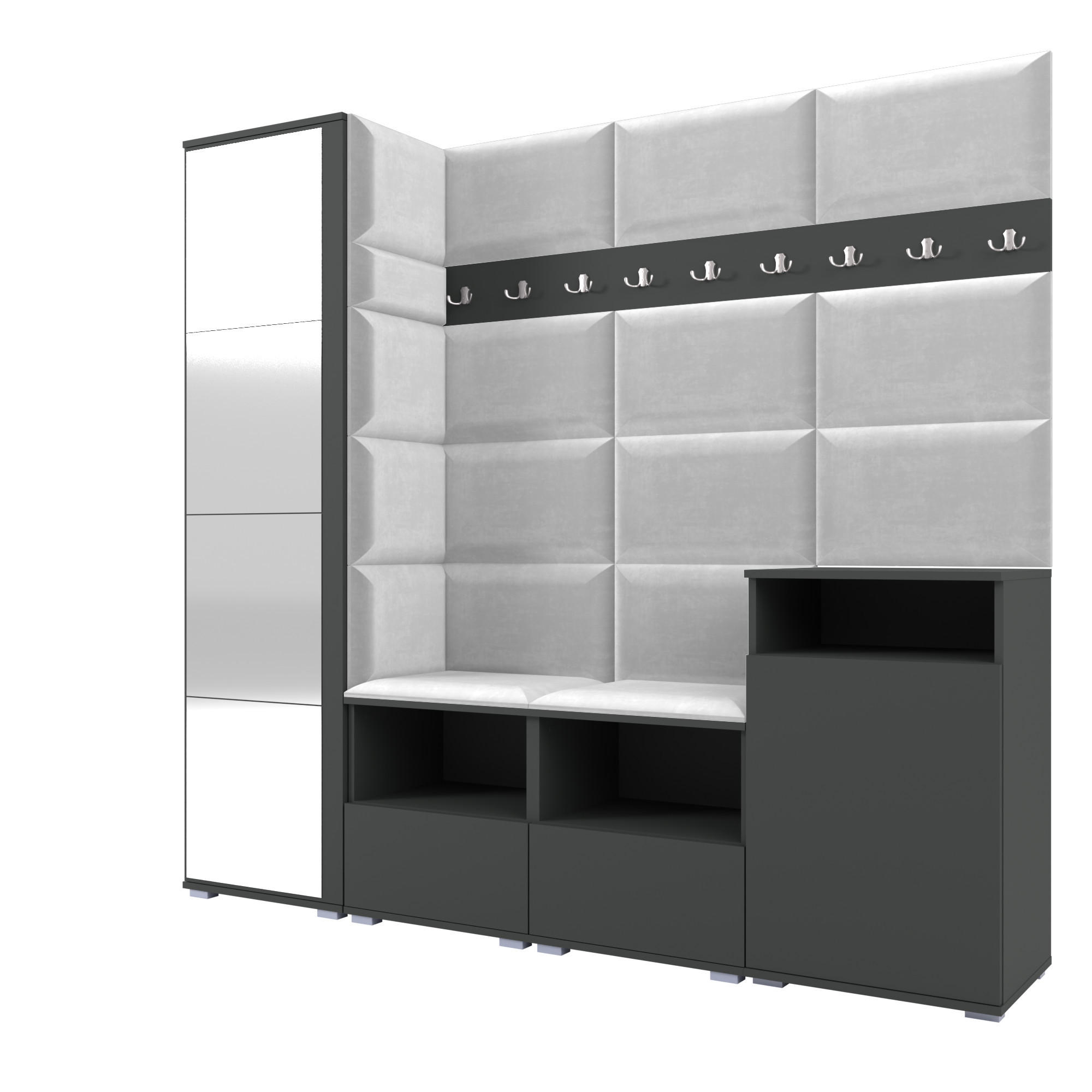 Ravio Garderobe Graphit, Hellgrau 200x187x40 cm