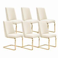 ESSZIMMERSTUHL Samt Beige mit Metallbeinen 6er-Set - Beige, Metall (45/88/52.2cm) - Meubliv