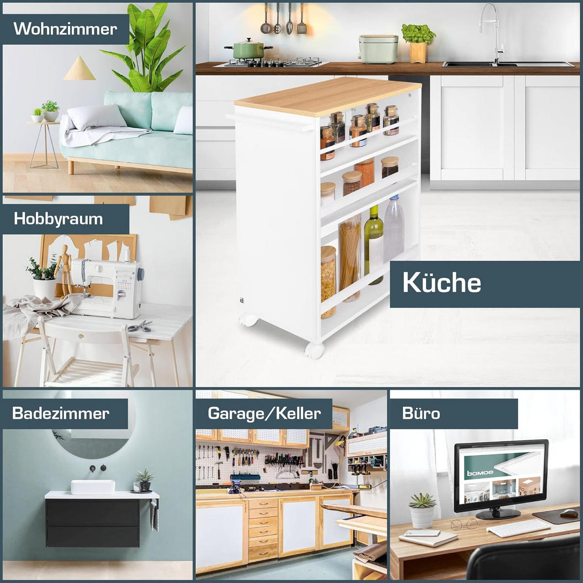 UNIVERSALWAGEN Bengt Weiß-Eiche - Multicolor/Weiß, Naturmaterialien/Holz (38/79/50cm) - BoMoe