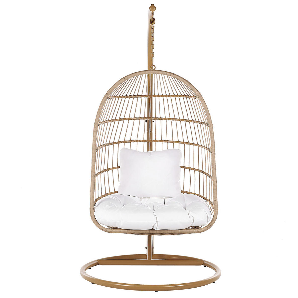HÄNGESESSEL mit Gestell Flechtseil natürlich 102 cm Allera - Beige, Kunststoff (102/200/102cm) - Beliani