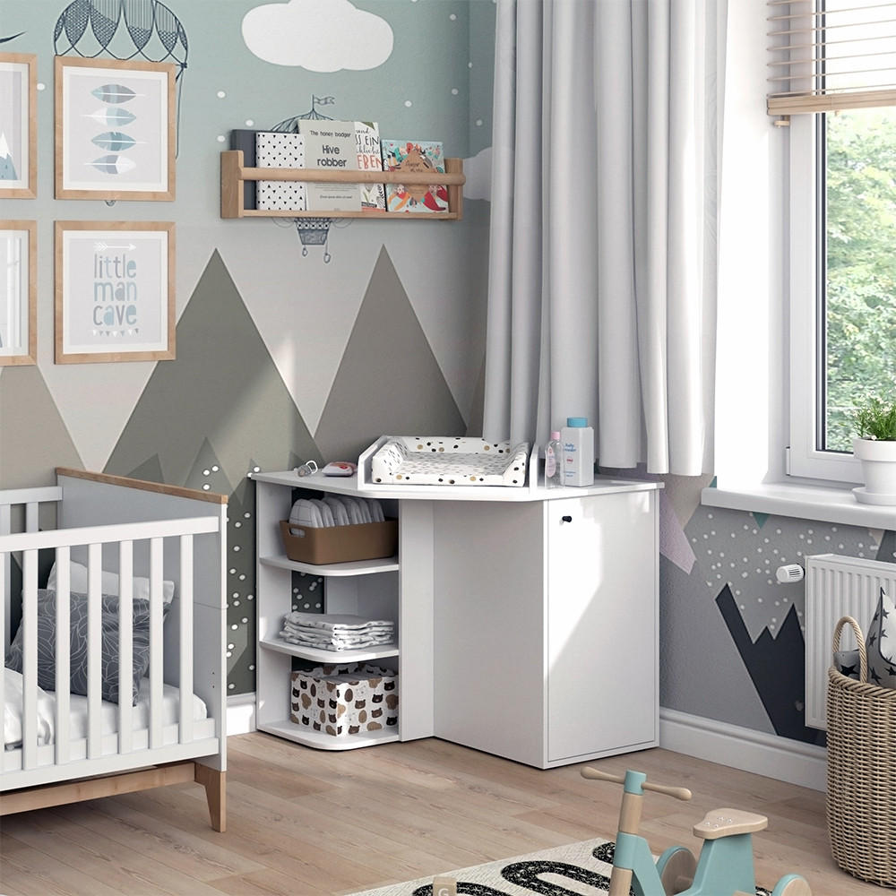 WICKELKOMMODE Kristian Weiß 85 x 77.3 cm mit Tür und offenen Fächern - Weiß, Holzwerkstoff (85/77.3/85cm) - Vicco