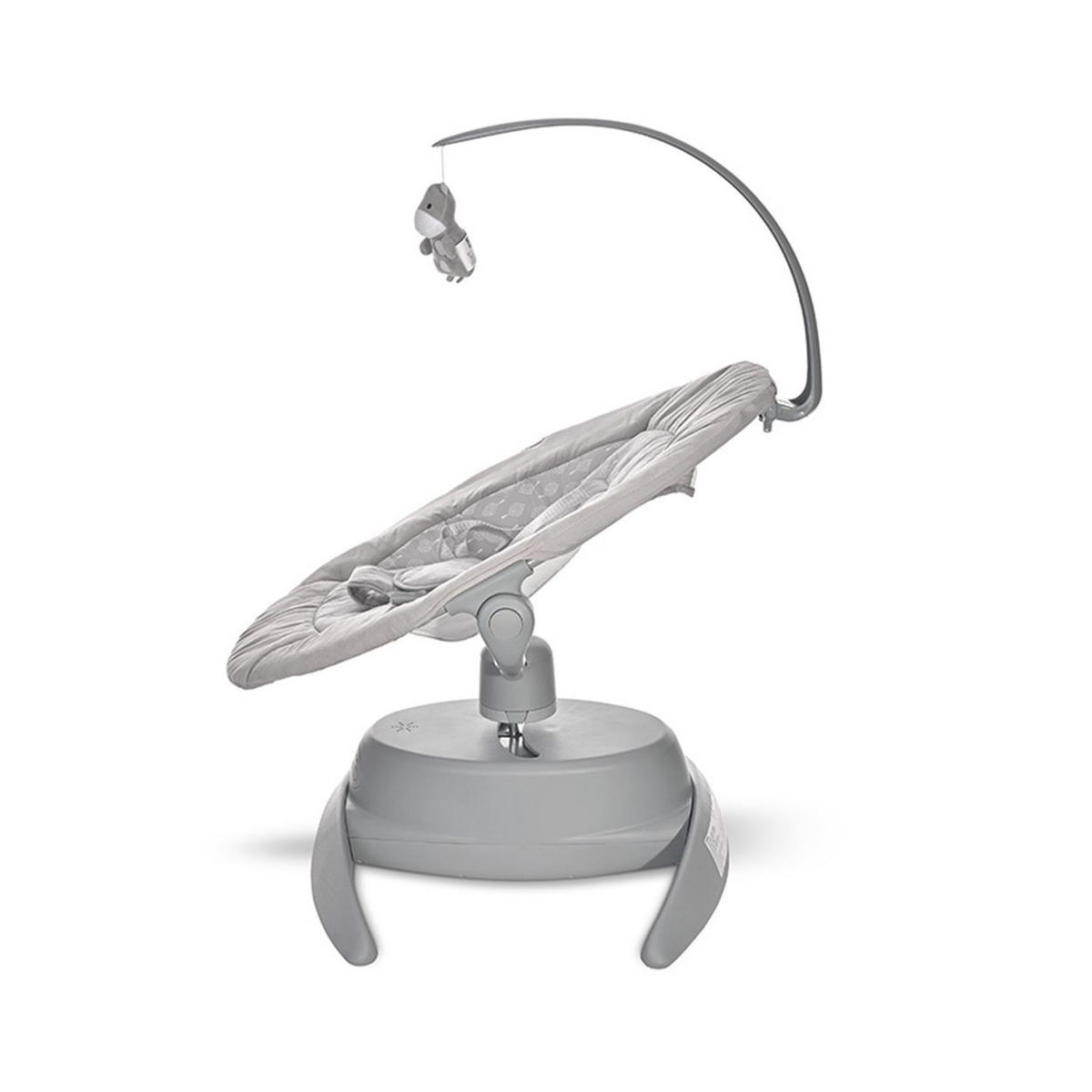 BABYWIPPE Bella grau 360° drehbar, Spielbogen, 5-Punkt-Gurt, 12 Melodien, 3 Liegepositionen - Grau, Metall - Lorelli