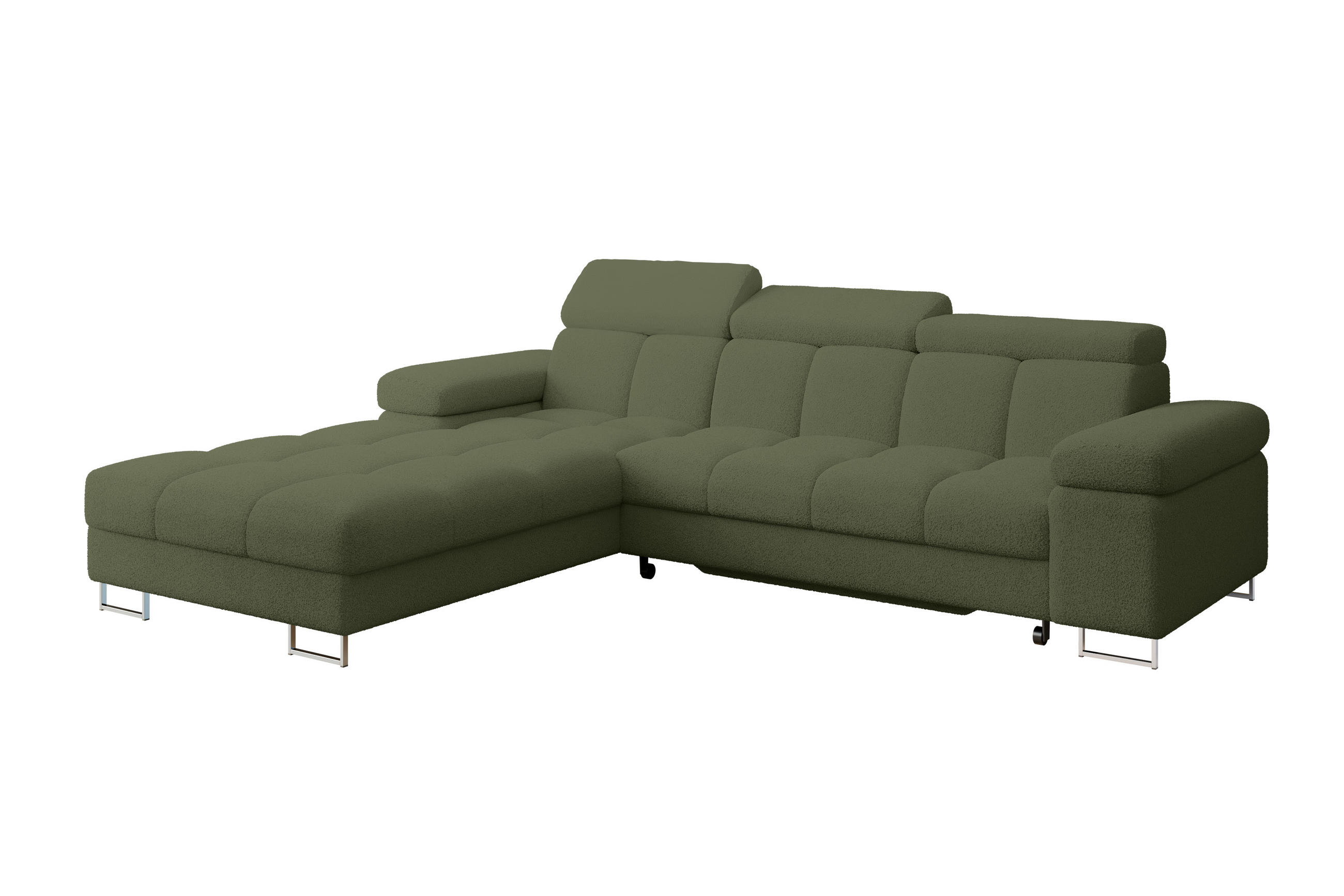 ECKSOFA mit Schlaffunktion Ottomane Links COMA L 271x203x79 Grün Bouclé - Smaragdgrün, Holzwerkstoff/Textil (271/203cm) - ALTDECOR