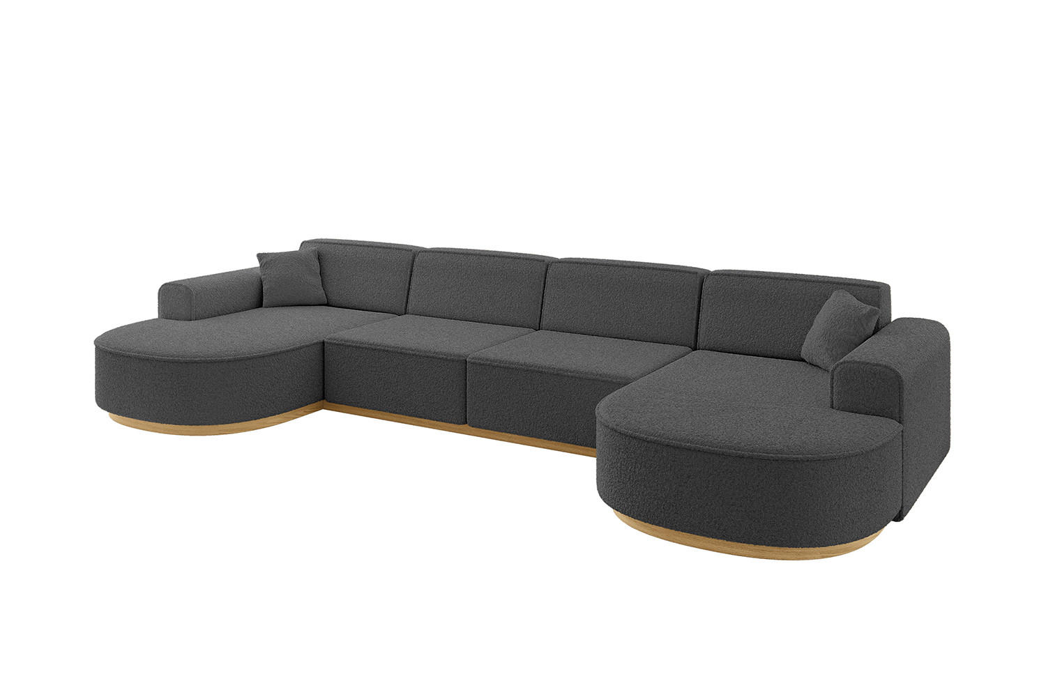 WOHNLANDSCHAFT MARI-U2-v2 - 388x171x83 cm Grau Bouclé - Grau, Holzwerkstoff/Textil (388/83/171cm) - ALTDECOR