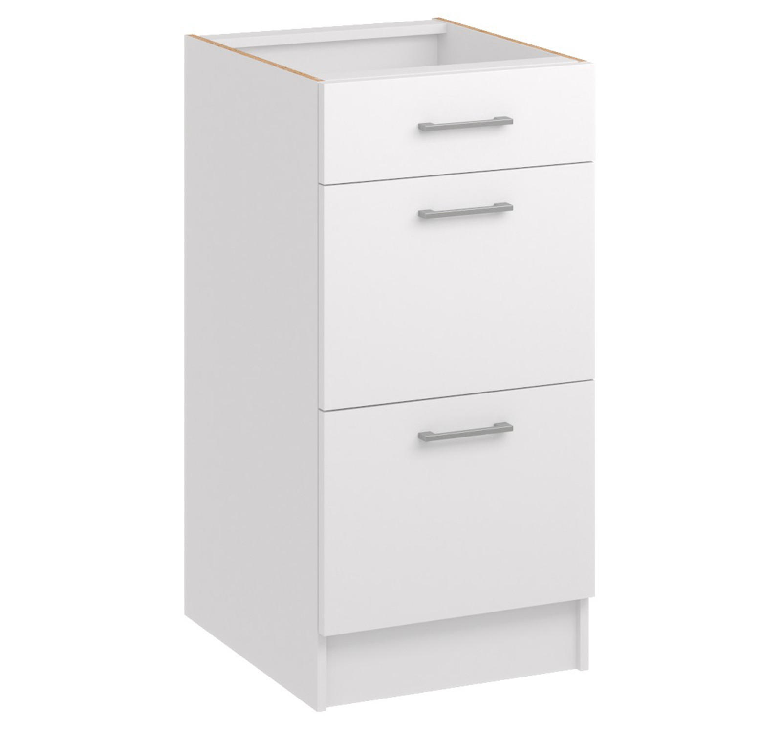 KÜCHENUNTERSCHRANK D40 3SZ weiss matt - Weiß, Holzwerkstoff (40/82/44cm) - roe furniture