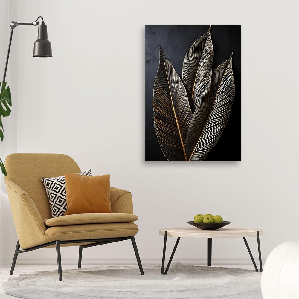 WANDBILD bananenblätter botanik - Grau, Textil (40/60cm) - Feeby