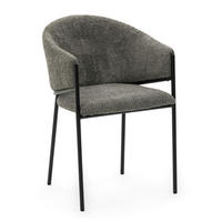 STUHL BUENO gespolsterter - grau - Glamour Boucle Chenille - Schwarz/Grau, Textil/Metall (55/83/56cm) - NEW HOME