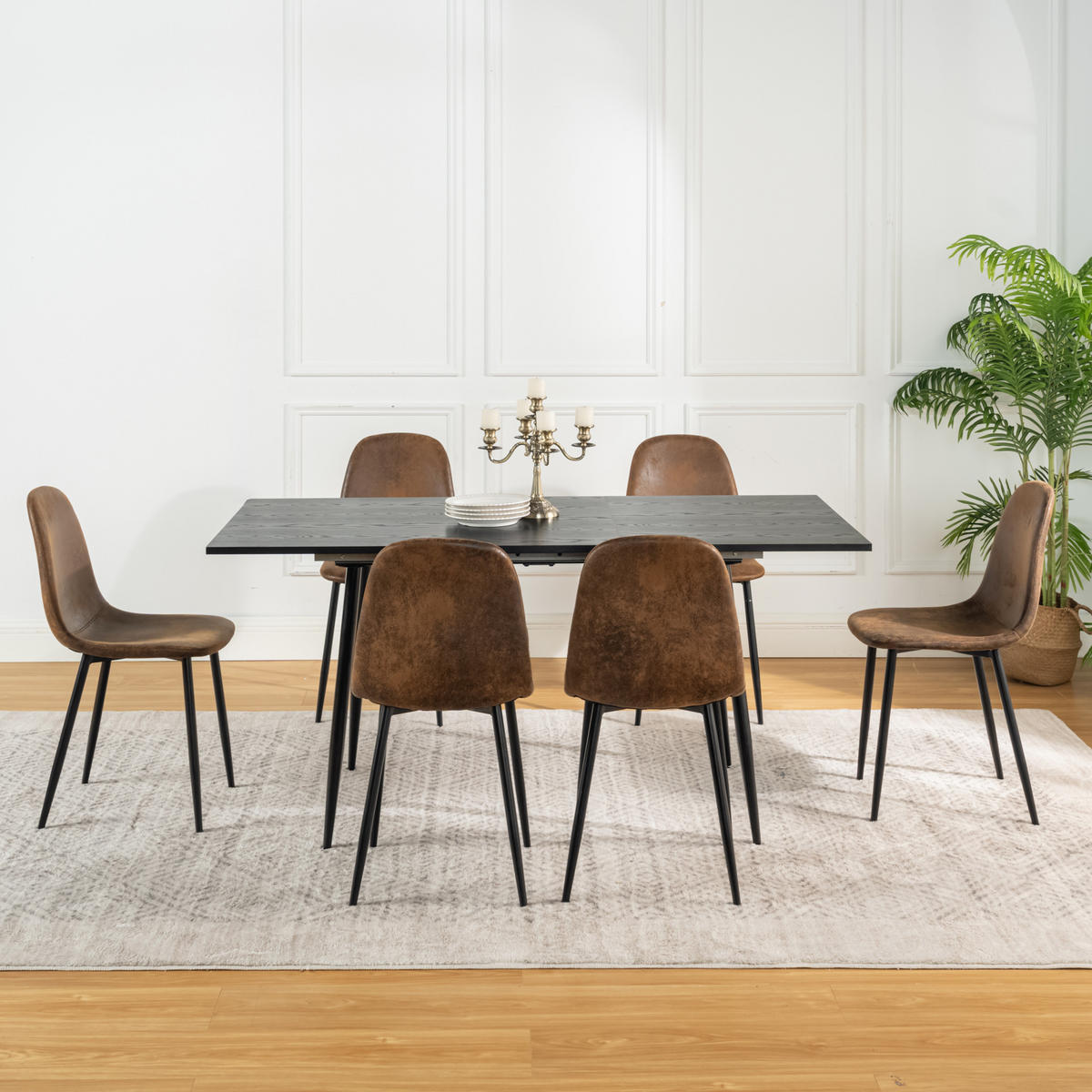 ESSTISCH Rechteckig, schwarz, ausziehbar - Schwarz, Holz/Metall (80/120/75cm) - Urban Meuble