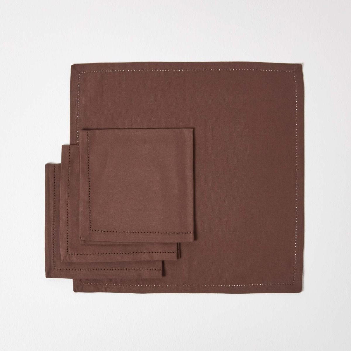 STOFFSERVIETTEN 4er-Set braun 45/45 cm, 100% Baumwolle - Braun, Textil (45/45cm) - Homescapes