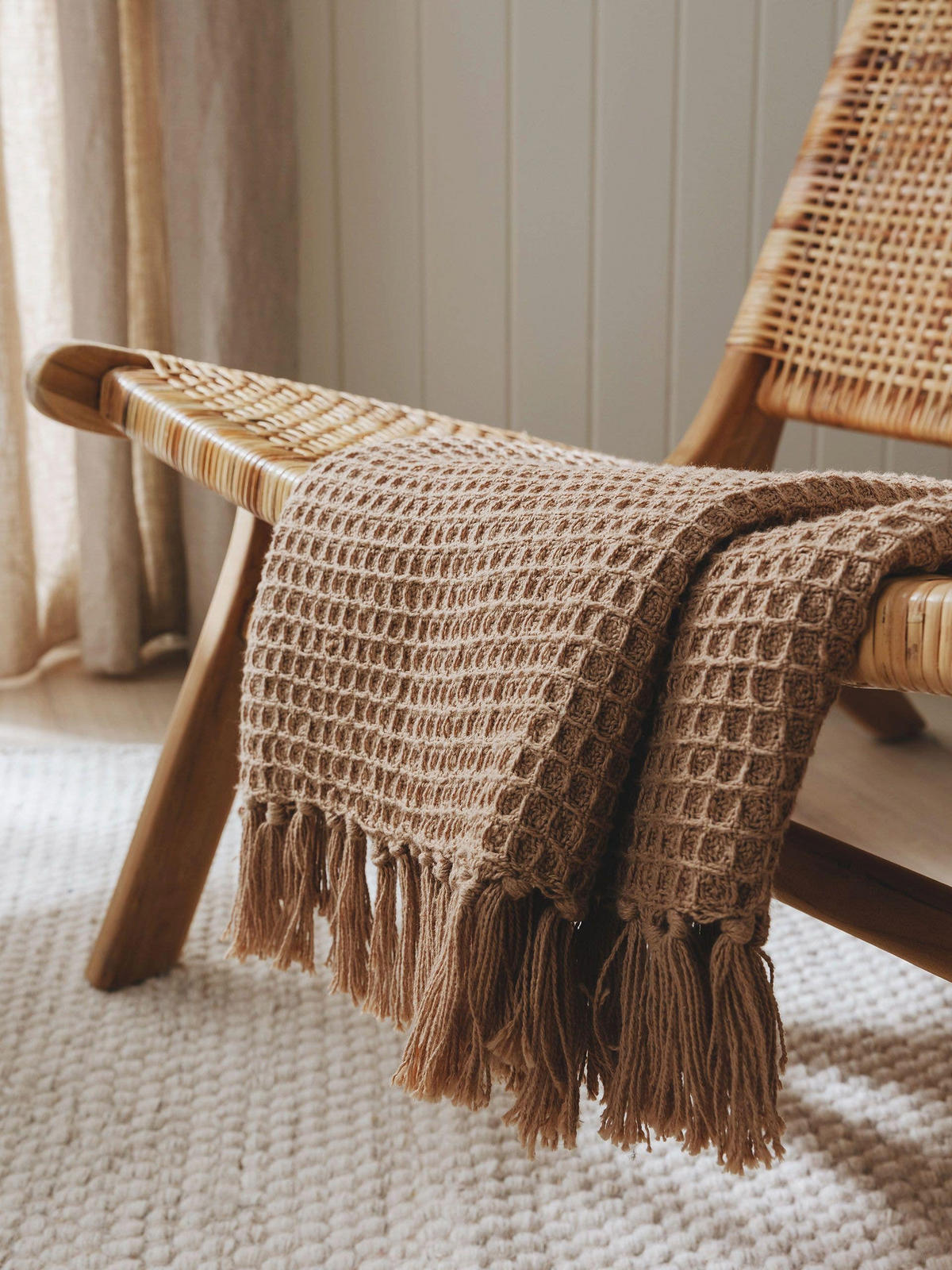 BAUMWOLLDECKE Amalia Hellbraun 125x150 cm - Hellbraun, Textil (125/150cm) - benuta Pure