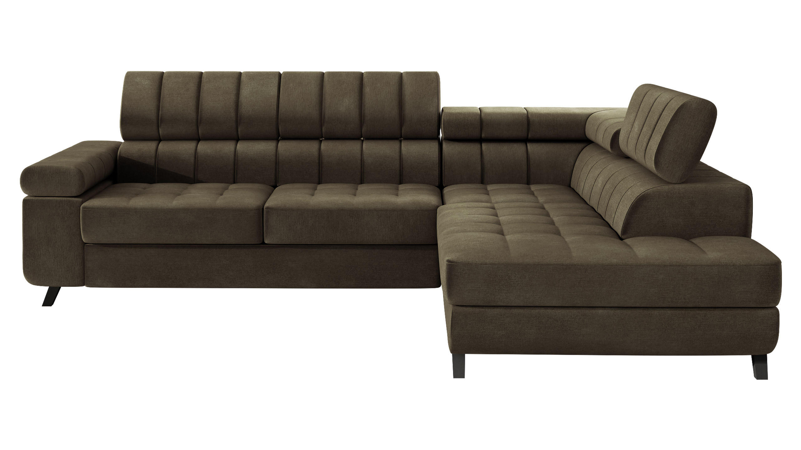 ECKSOFA Nord, Seite: Rechts - Dunkelbraun/Schwarz, Holz/Textil (264/203cm) - MIRJAN24