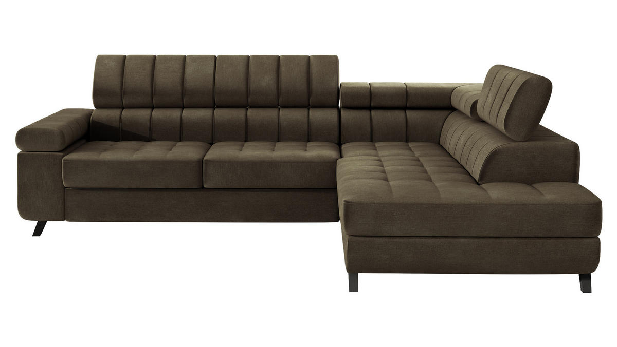 ECKSOFA Nord, Seite: Rechts - Dunkelbraun/Schwarz, Holz/Textil (264/203cm) - MIRJAN24