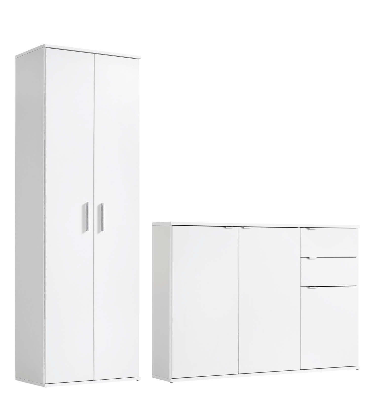 MEHRZWECKSCHRANK SET Der Allzweckwaffe - Silberfarben/Weiß, Holzwerkstoff (117/180/34cm) - Mokebo