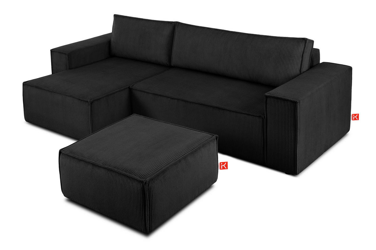 SITZPOUF NAPI gefederte Sitzfläche, schwarz - Schwarz, Textil (83/45/83cm) - KONSIMO®