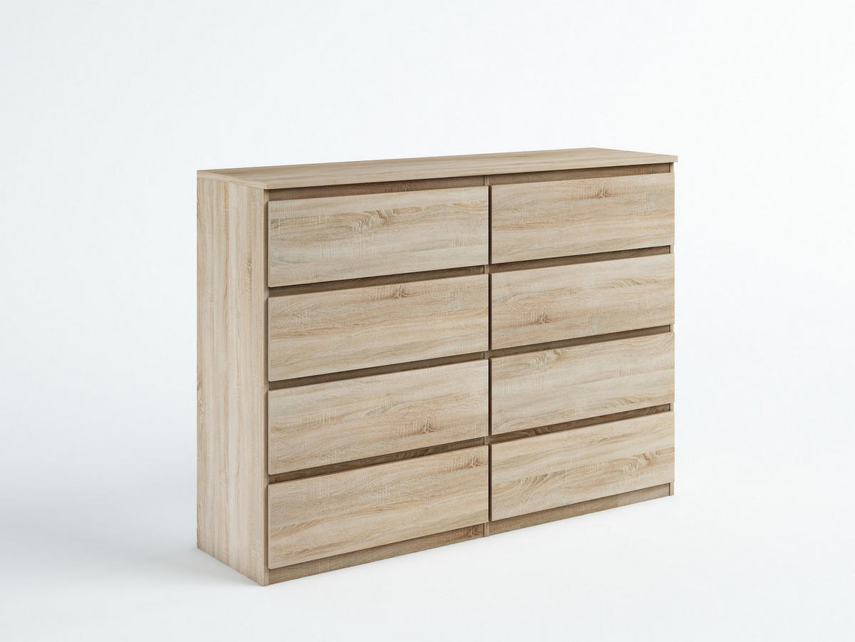 KOMMODE NUDO 120/101,5/39cm mit 8 Schubladen Türen Sonoma Eiche - Sonoma Eiche, Holzwerkstoff (120/101.5/39cm) - MASSENO