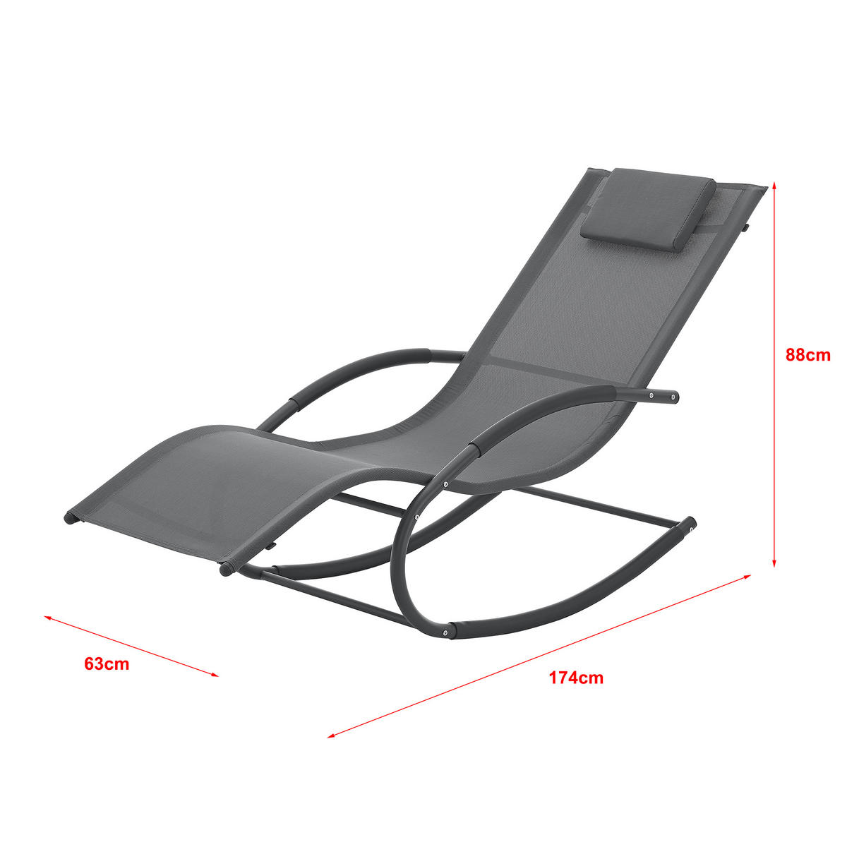 SCHAUKELLIEGE Tarent - Dunkelgrau, Metall (174/88/63cm) - [en.casa]
