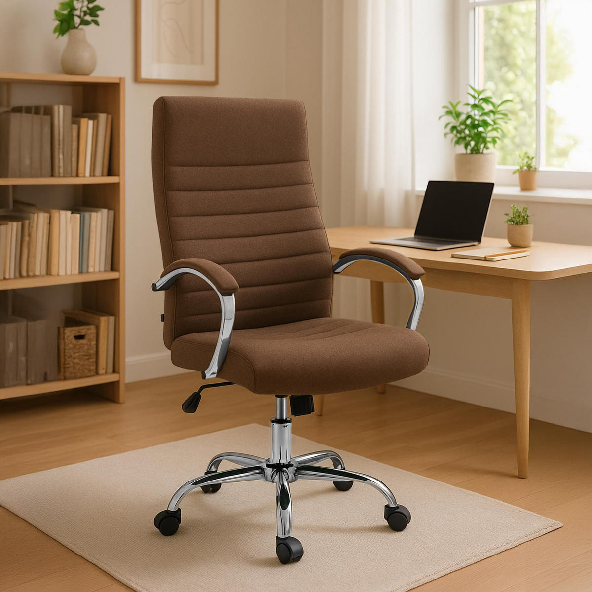 CHEFSESSEL Stoff Braun - Braun, Textil/Metall (60/110/68cm) - CLP
