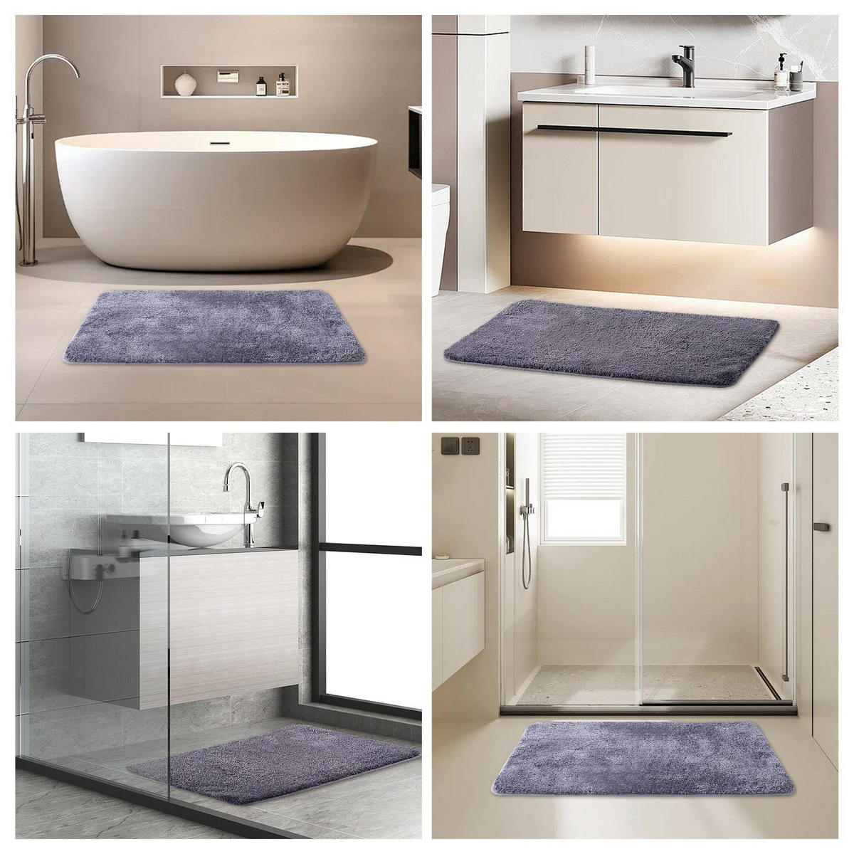 BADEMATTE rutschfest waschbar, weicher Badteppich, saugstark 50x80 cm Dunkelgrau - Dunkelgrau, Textil (50/80cm)