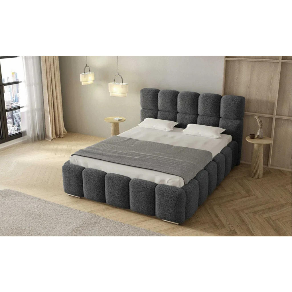 Thumbnail - Agmat-Furniture Polsterbett, Dunkelgrau, Textil, 140x200 cm, Oeko-Tex® Standard 100, Schlafzimmer, Betten, Polsterbetten