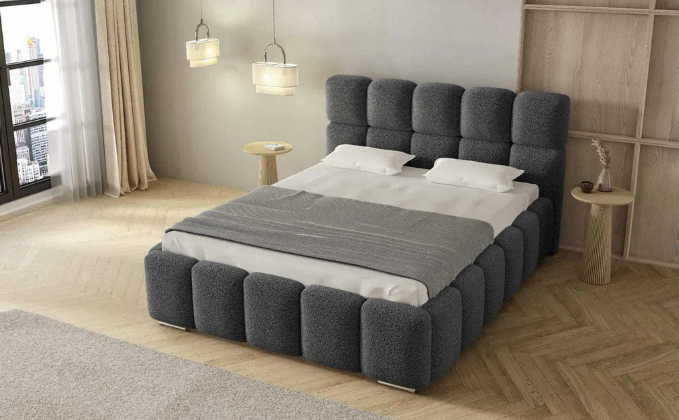 Thumbnail - Agmat-Furniture Polsterbett, Dunkelgrau, Textil, 180x200 cm, Oeko-Tex® Standard 100, Schlafzimmer, Betten, Polsterbetten