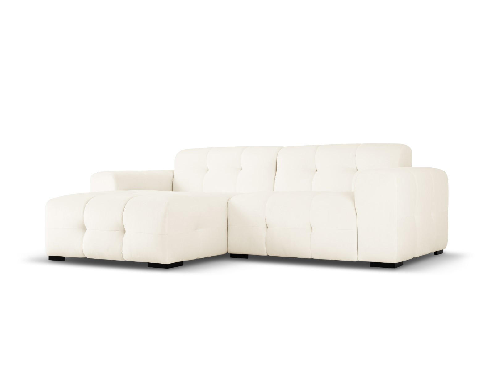 ECKSOFA links Kendal aus Samt leichtes beige 4 Sitzplätze - Creme, Textil (173/256cm) - Micadoni