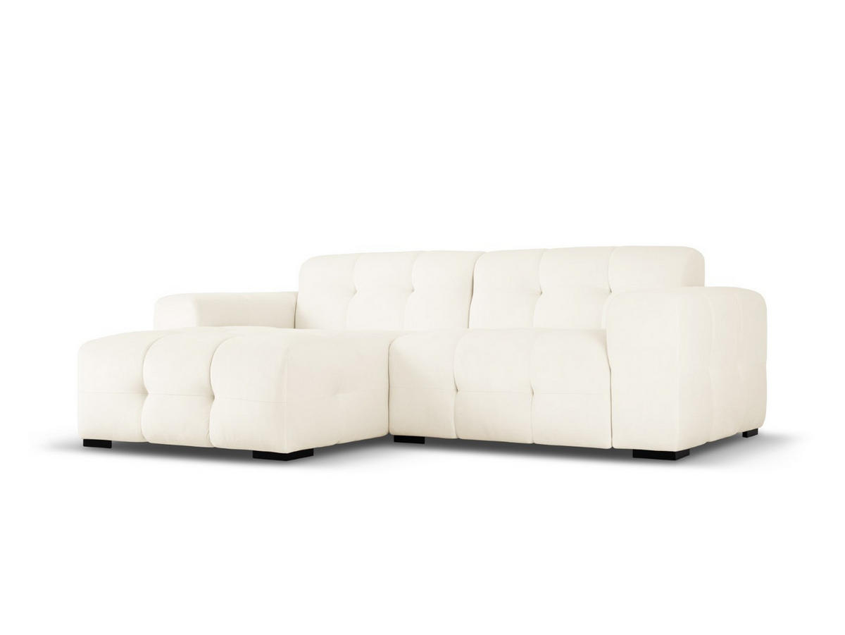 ECKSOFA links Kendal aus Samt leichtes beige 4 Sitzplätze - Creme, Textil (173/256cm) - Micadoni