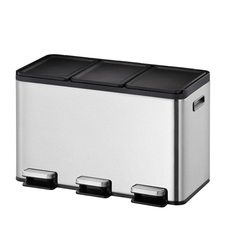 MÜLLEIMER rechteckig 30 Liter 37,1x59,5x32,1 cm, Edelstahl Silber - Silberfarben, Metall (59.5/37.1/32.1cm) - PROREGAL