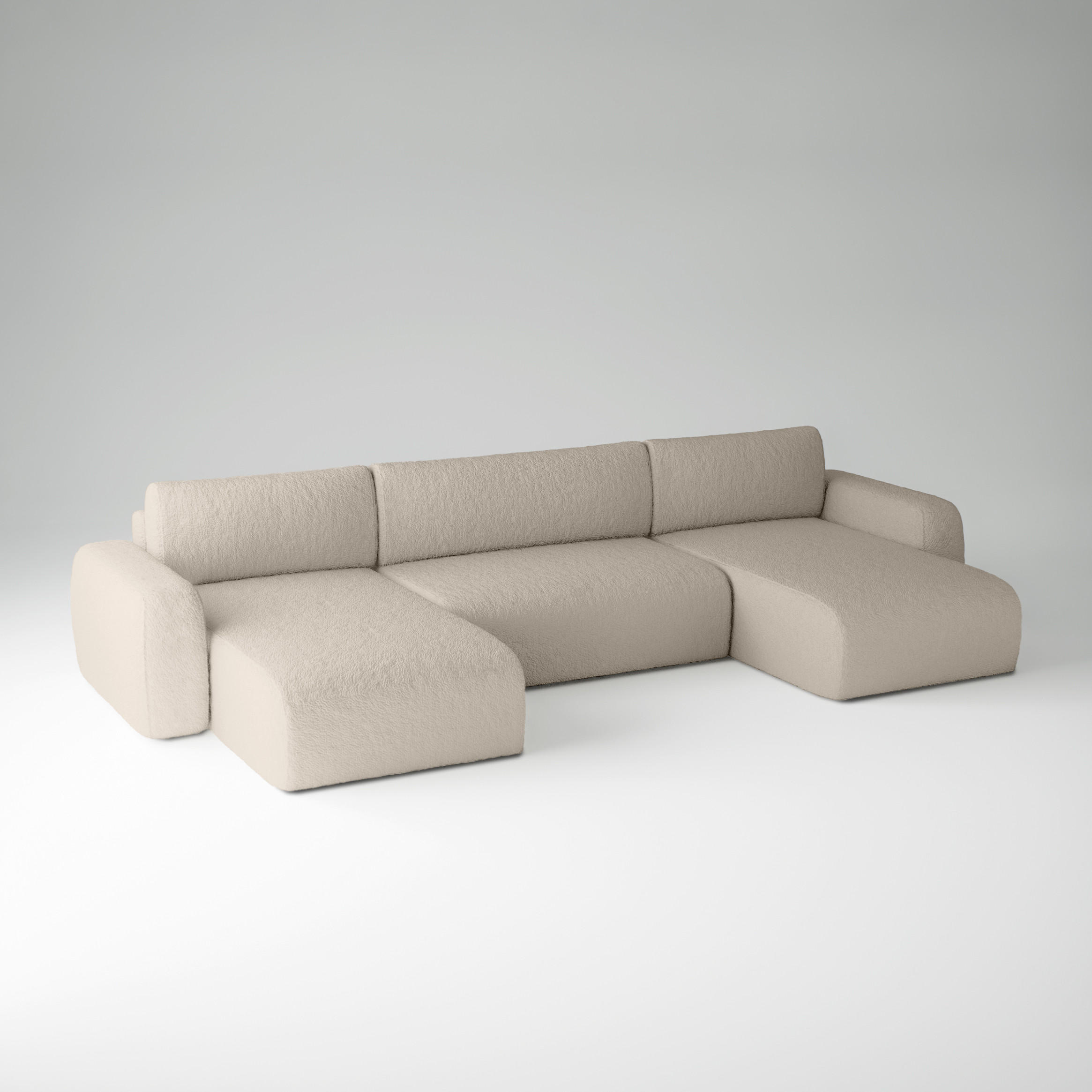 WOHNLANDSCHAFT Eckcouch Beige Varde U - Beige, Textil (185/70/398cm) - Fedve
