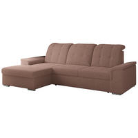 ECKSOFA MADRITO L - Rosa Boucle - Links - Silberfarben/Rosa, Textil/Metall (160/256cm)