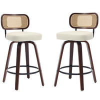 BARHOCKER 2er-Set,Drehstuhl,360° drehbar,PU-Leder,Beige - Beige, Holz (42/90/56cm) - LVHOM