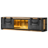WANDREGAL Mango / Altholz 130x25x35 natur lackiert / Metall grau BLACKBURN LUX #560 - Naturfarben, Holz (130/35/25cm) - Massivmoebel24