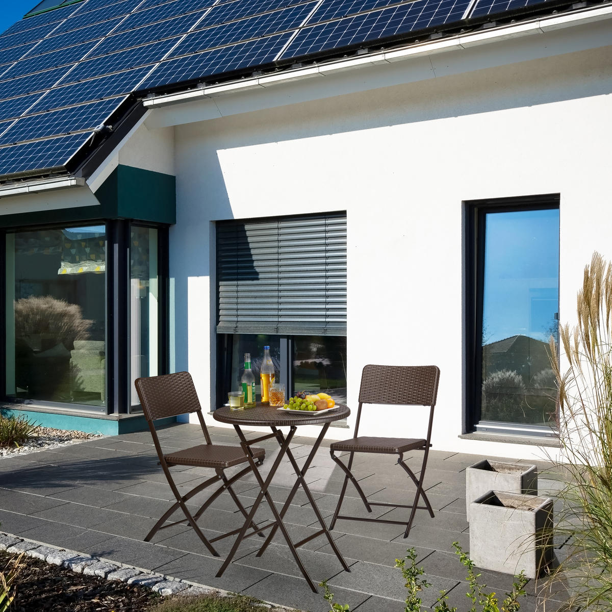 GARTENMÖBEL Set - Dunkelbraun, Kunststoff/Metall - Relaxdays