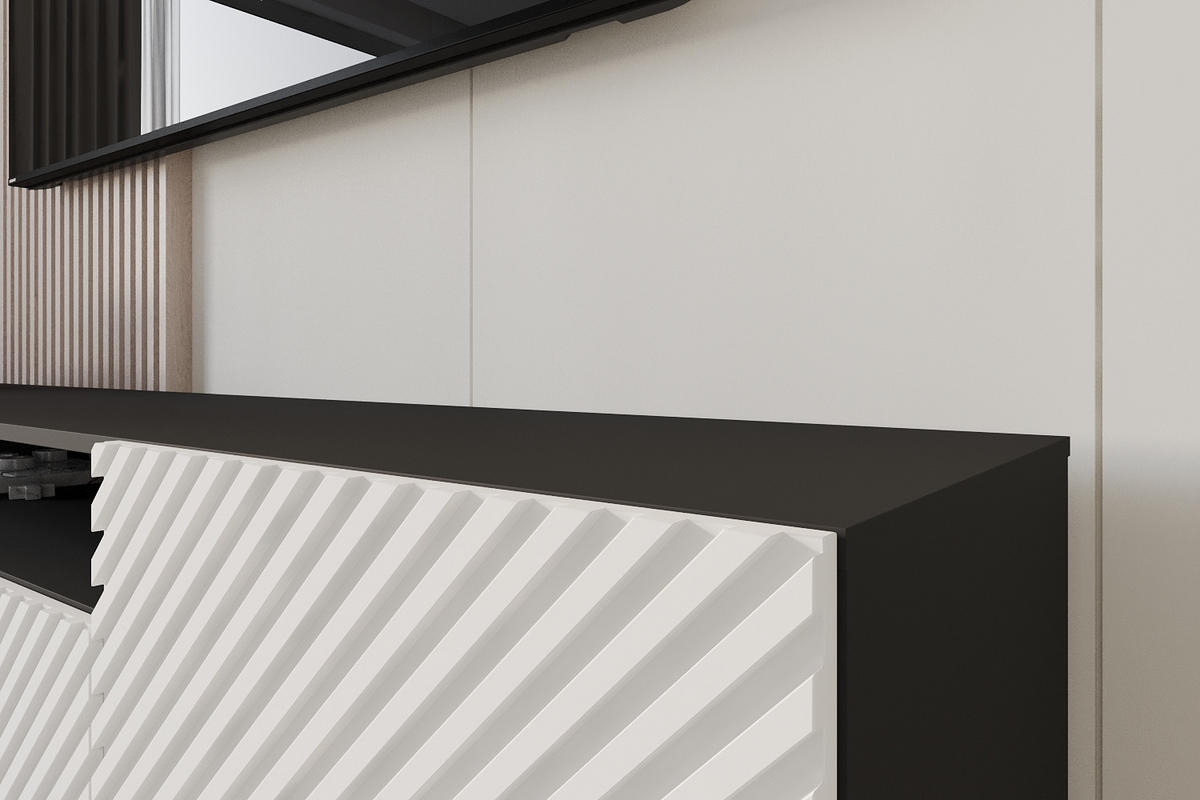 LOWBOARD ZENO-S 200x53x41 cm - Schwarz / Weiß - Schwarz/Weiß, Holzwerkstoff (200/53/41cm) - ALTDECOR