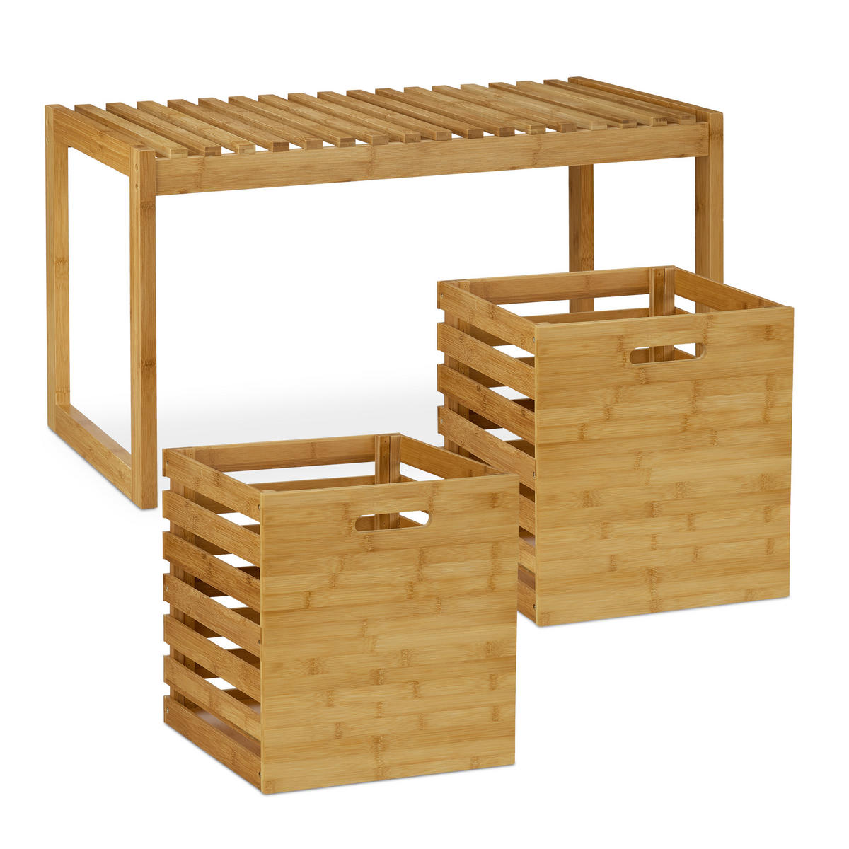 SITZBANK - Hellbraun, Holz (80/44.5/40cm) - Relaxdays