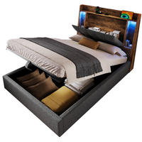 POLSTERBETT 90/200 cm Grau aus Leinen und MDF mit LED-Beleuchtung - Grau, Textil (90/200cm) - OKMYHOME