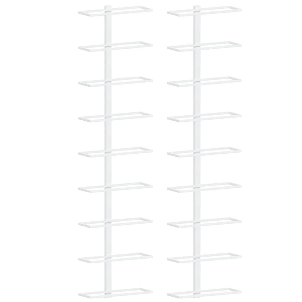 WAND-WEINREGAL Für 9 Flaschen 2er set Weiß Eisen - Weiß, Metall (24/98/9.5cm) - vidaXL
