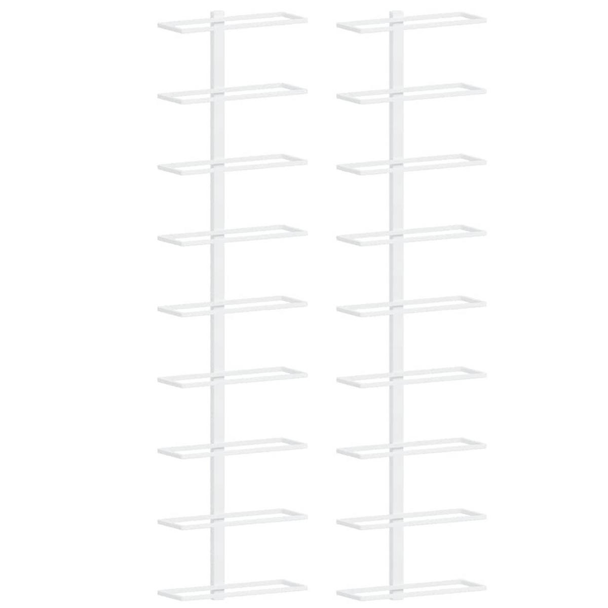 WAND-WEINREGAL Für 9 Flaschen 2er set Weiß Eisen - Weiß, Metall (24/98/9.5cm) - vidaXL