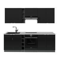 KUHINJSKA ENOTA Fame-Line Črna črtasta/antracitna 235 cm , DP Marmor - črna/antracit, leseni material (235/206.8/60cm) - Vicco