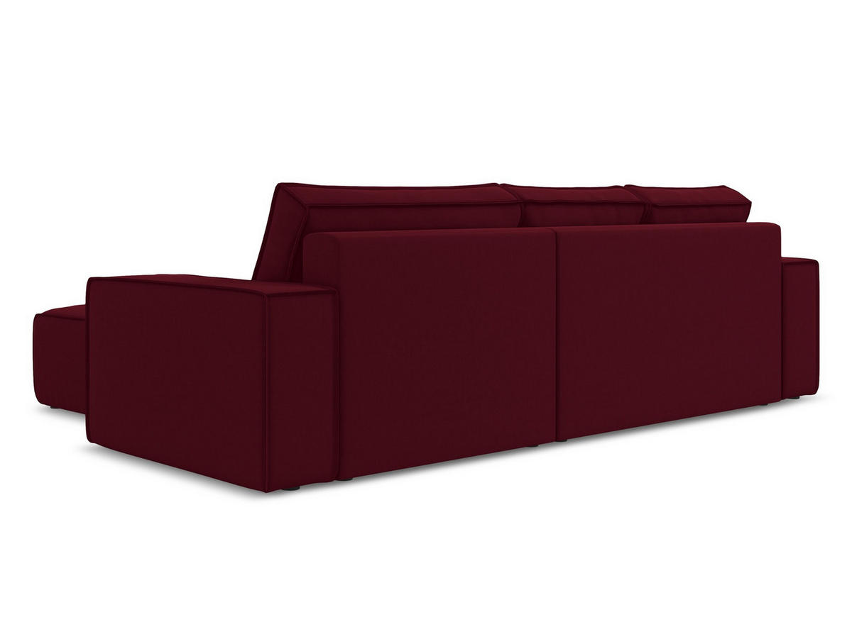 ECKSOFA mit Schlaffunktion Samt Stoff Rot - Bordeaux/Rot, Kunststoff/Textil (290/185cm) - Makamii