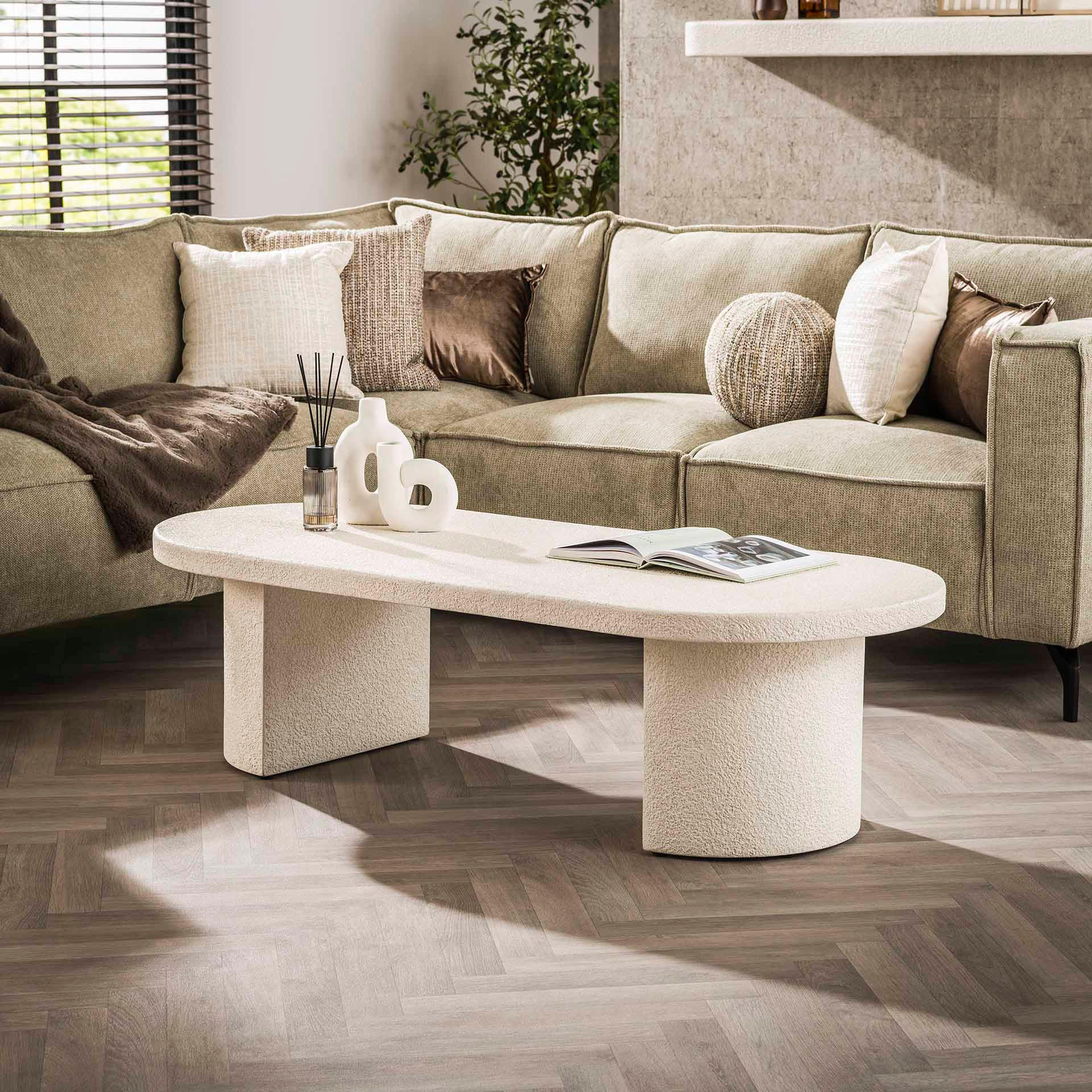 COUCHTISCH Arch Weiß 65/150/40 cm - Weiß, Stein (65/150/40cm) - Hoyz Collection
