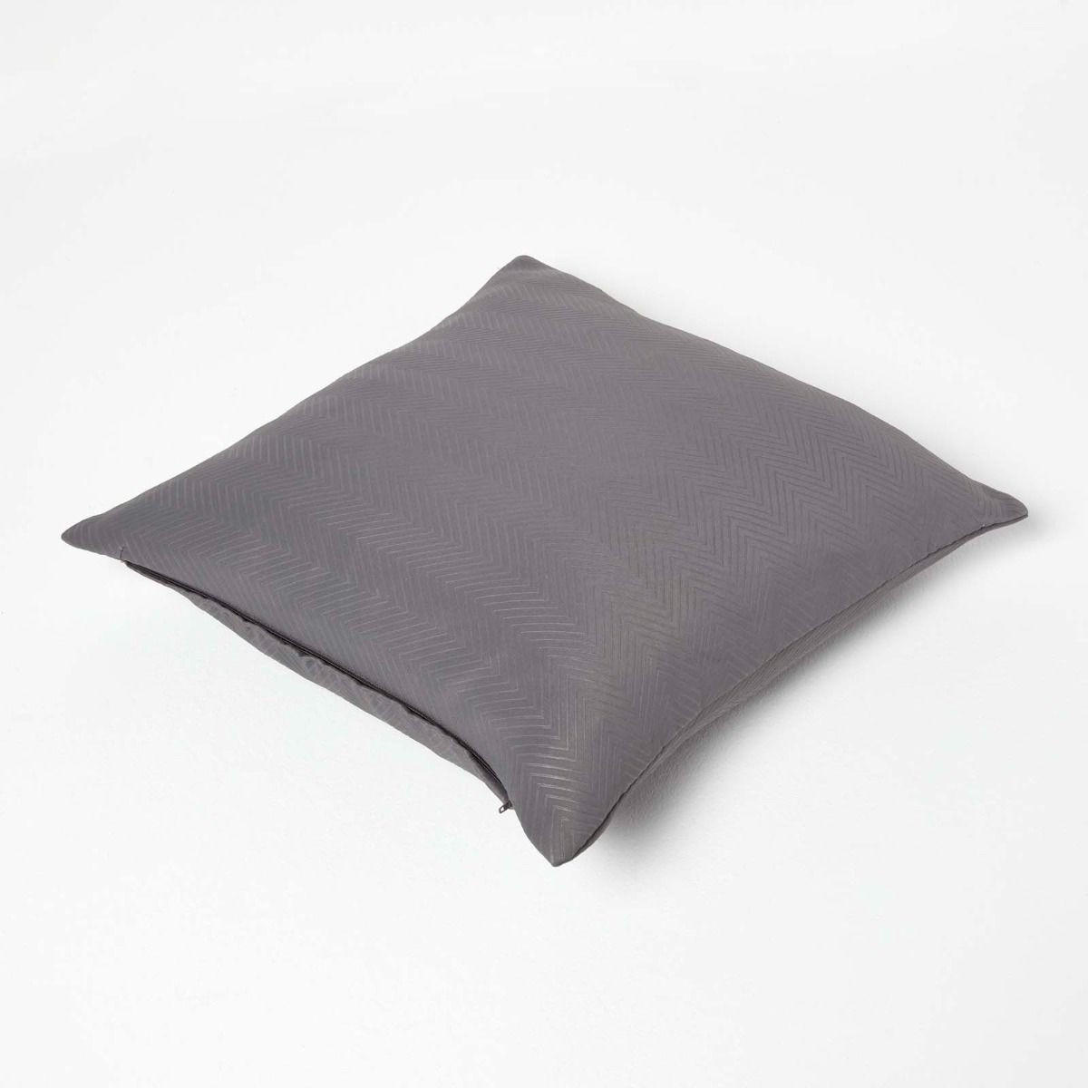 KISSENHÜLLE Fischgrät-Muster 45/45 cm - Dunkelgrau, Textil (45/45cm) - Homescapes