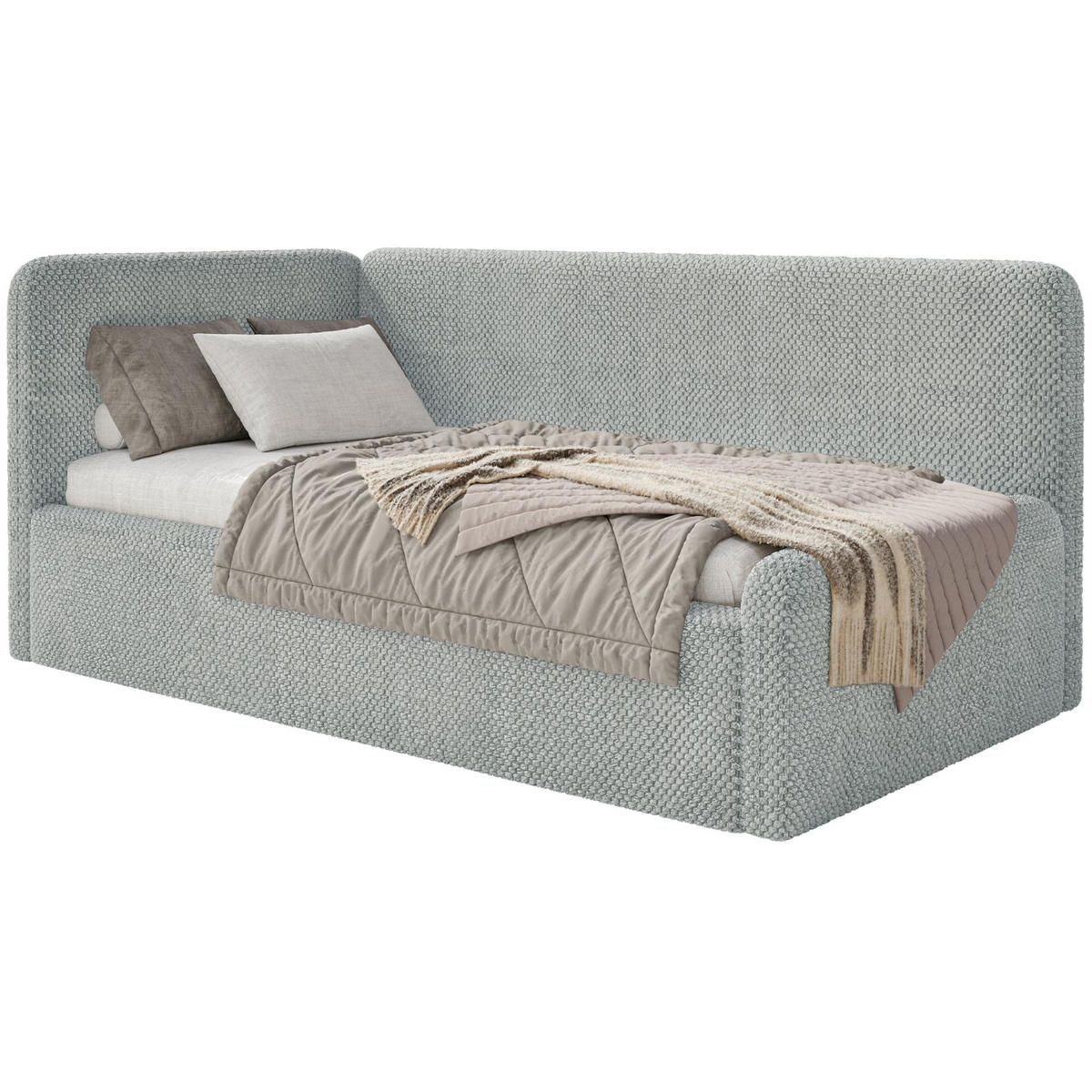 JUGENDBETT Fanko Plüsch Grau 90x200 cm - Schwarz/Grau, Kunststoff/Textil (90/200cm) - Selsey