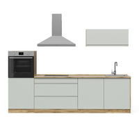 KÜCHENZEILE R-Line, Pastellgrün/Goldkraft Eiche, 280 cm Arbeitsplatte Weiß - Eichefarben/Pastellgrün, Holzwerkstoff (280/143/60cm) - Vicco