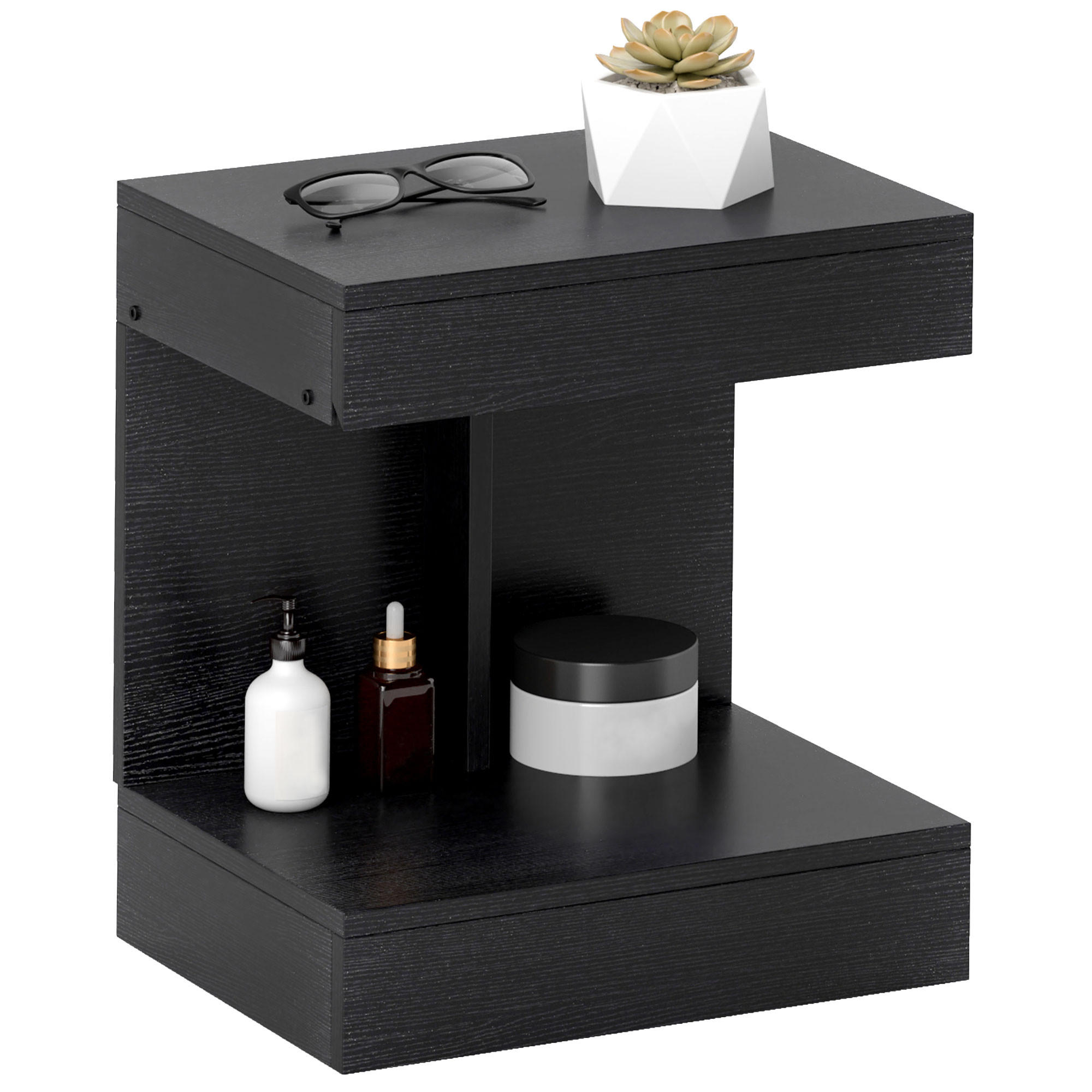 NACHTTISCH mit Schubladen, 40 x 30 x 46 cm, Schwarz - Schwarz, Holzwerkstoff (40/46/30cm) - HOMCOM