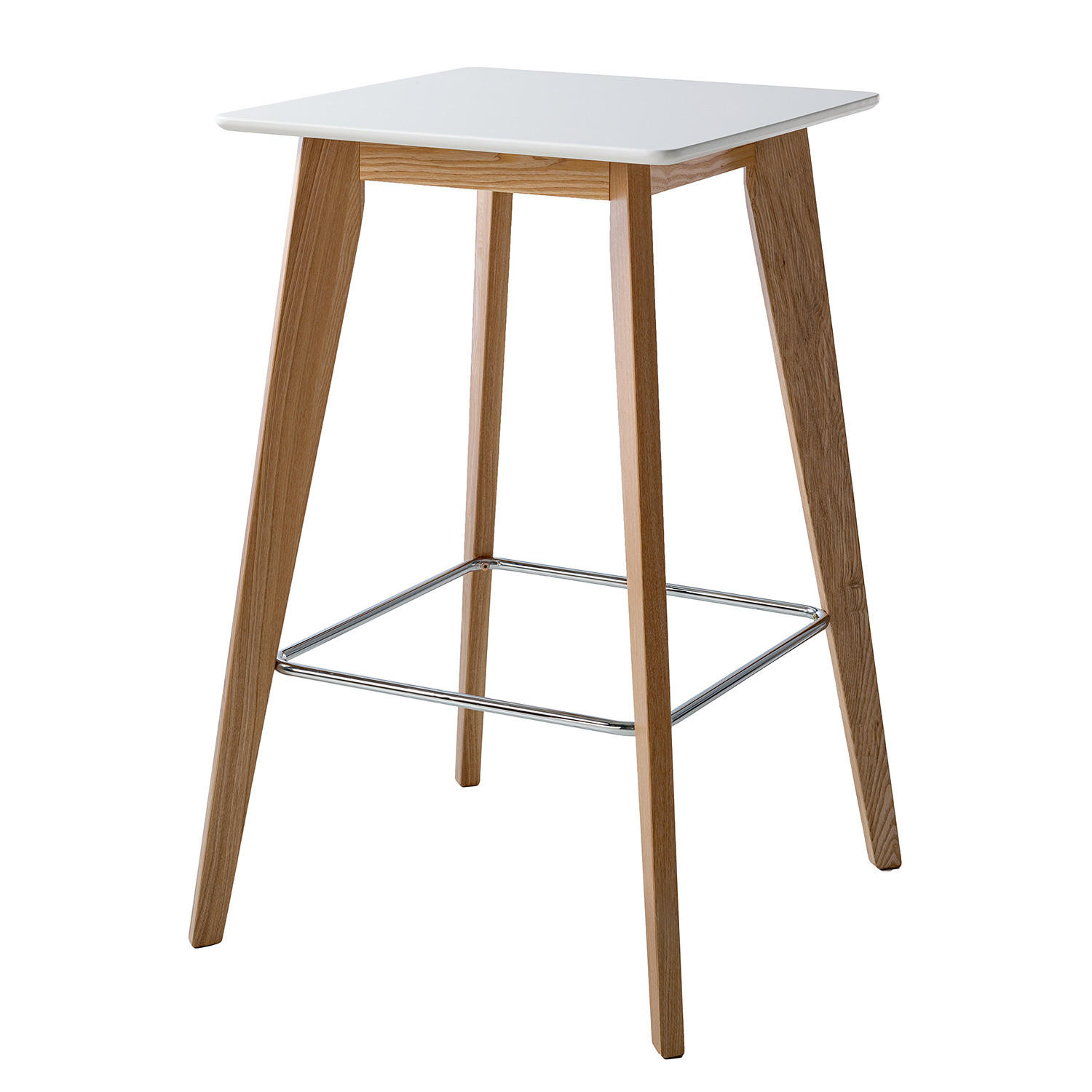 BARTISCH - Esche teilmassiv - Weiß - Braun/Weiß, Holzwerkstoff (60/60/100cm) - home24