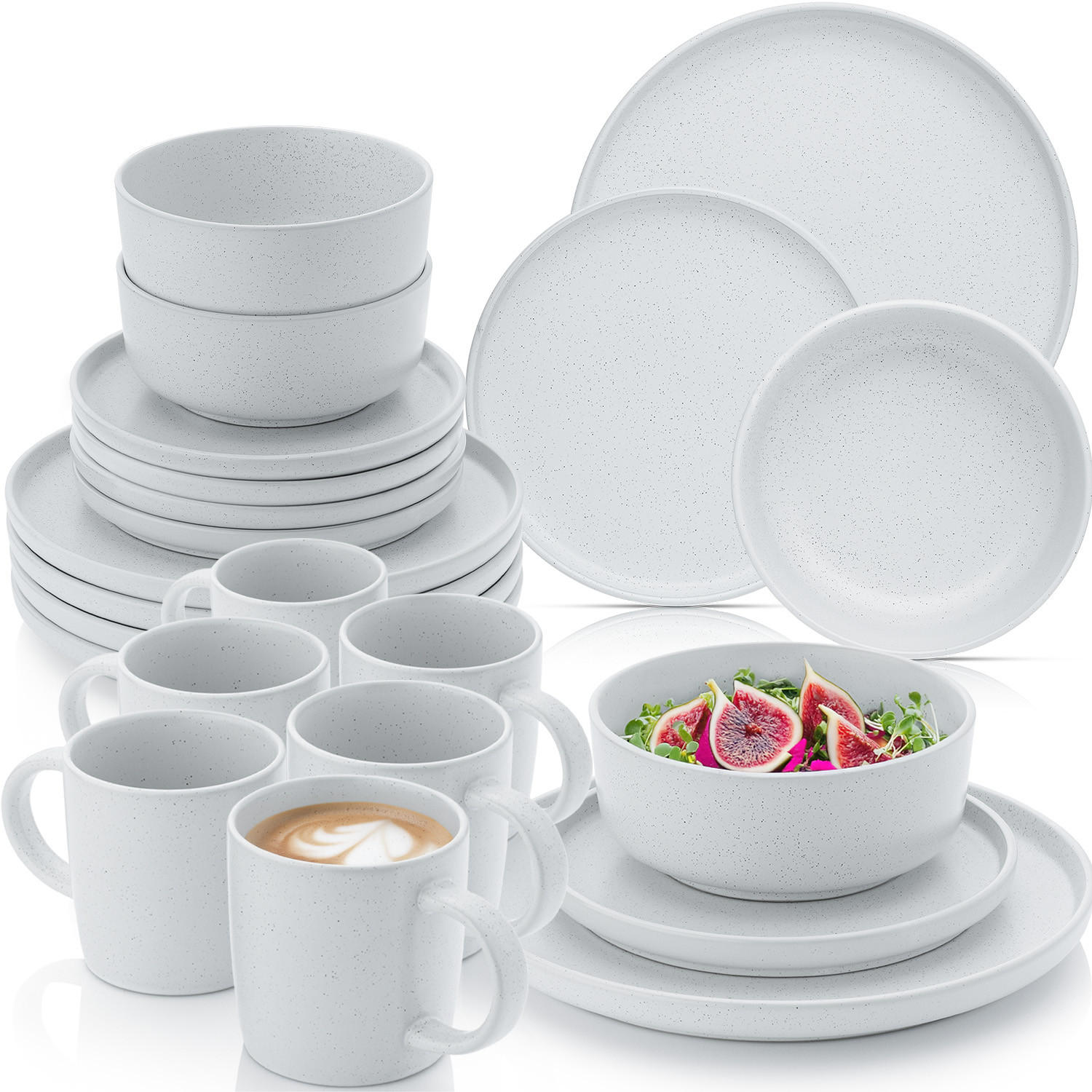 KOMBISERVICE LEEDS FROST - 24 teilig aus Steingut - Hellgrau, Stein (50/30/80cm) - Sänger